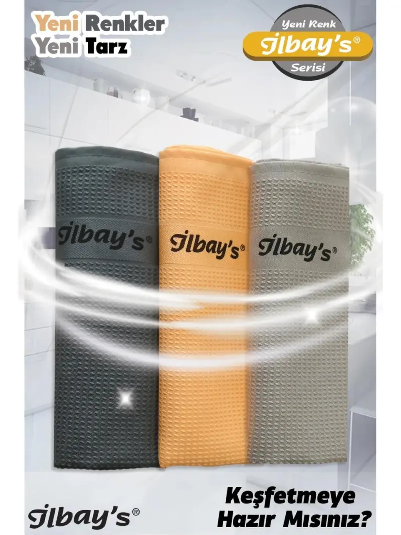 İlbay's 3’lü (Yeni Renkler Serisi) Mikrofiber Temizlik Bezi 40x60 cm