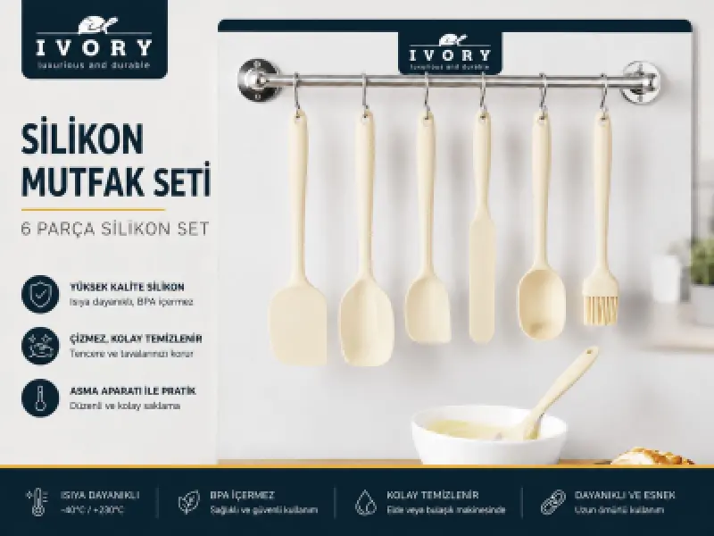 İvory Luccı Silikon Mutfak Seti 6 Parça ( KREM ) ( SL 176 )
