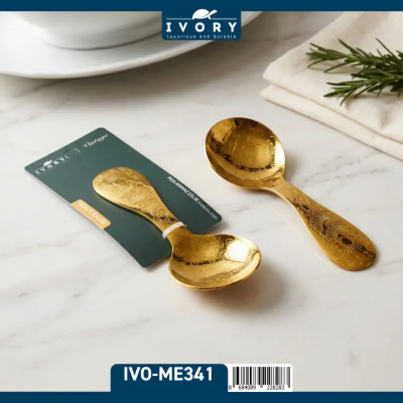 İvory vintage paslanmaz çelik servis kaşığı (IVO-ME341 GOLD)