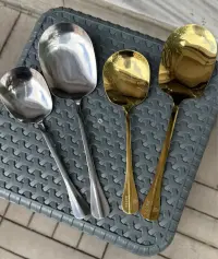 Paslanmaz ( GÜMÜŞ RENK ) Servis Kaşığı 25 cm. ve 21cm