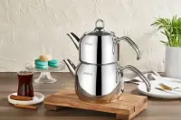 Eda Mini Çelik Kulplu Çaydanlık ALT 1.50 lt ÜST 1.00 lt (zk-520)