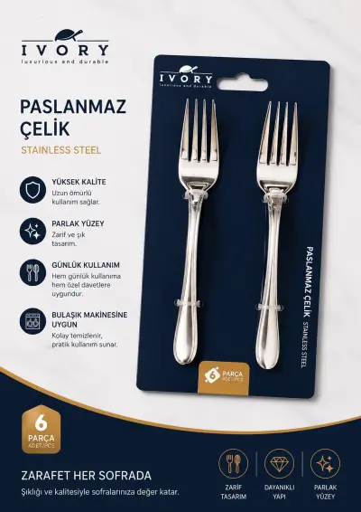 İvory Paslanmaz Çelik Tatlı Çatalı ( IVO-ME189 )