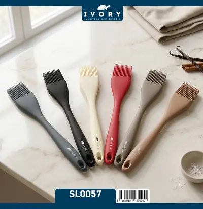 İvory Silikon Yumurta Hamur Fırçası Büyük Boy gri