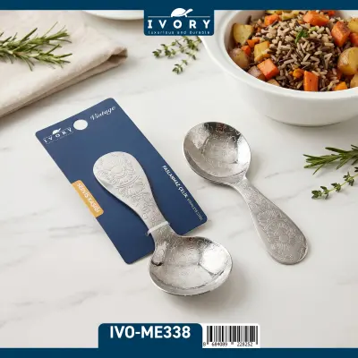 İvory vintage paslanmaz çelik servis kaşığı (IVO-ME338 GÜMÜŞ)